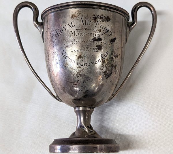 VINTAGE +WW1 1922 ROYAL AIR FORCE ATHLETIC CUP TROPHY VICTOR LUDORUM ORIGINAL