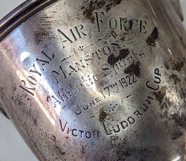 VINTAGE +WW1 1922 ROYAL AIR FORCE ATHLETIC CUP TROPHY VICTOR LUDORUM ORIGINAL - Image 2