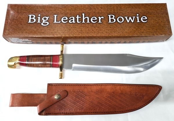 Big Leather Bowie Knife with Leather Sheath