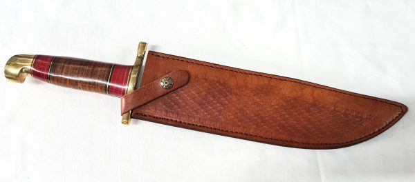 Big Leather Bowie Knife with Leather Sheath - Image 3