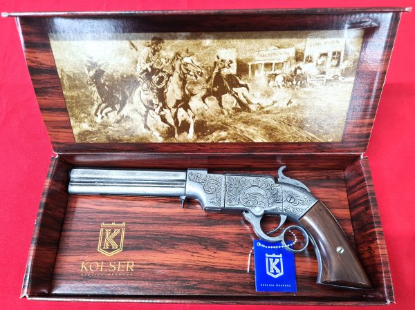 1854 WESTERN LEVER ACTION REPEATER VOLCANIC PISTOL IN ANTIQUE SILVER FINISH WITH FAUX WOOD GRIPS - REPLICA KOLSER GUN - Image 2