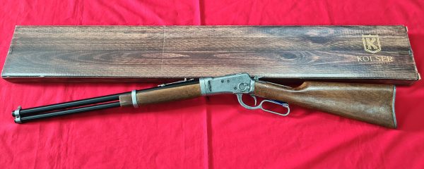 KOLSER WESTERN LEVER ACTION REPLICA RIFLE WINCHESTER CARABINE USA 1892 SILVER WITH FAUX WOOD HANDLE & STOCK - Image 10