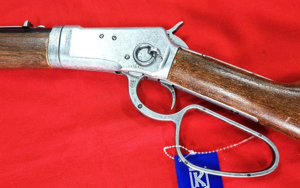 KOLSER WESTERN LEVER ACTION REPLICA RIFLE WINCHESTER CARABINE USA 1892 SILVER WITH FAUX WOOD HANDLE & STOCK - SHORT BARREL - Image 3