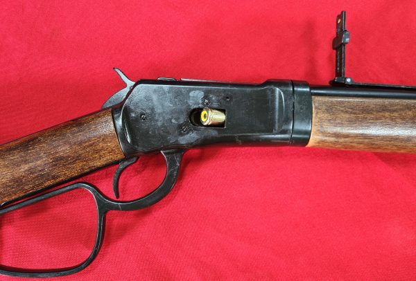 KOLSER WESTERN LEVER ACTION REPLICA RIFLE WINCHESTER WITH LADDER SIGHT USA 1892 BLACK WITH FAUX WOOD HANDLE & STOCK - LARGE LOOP - Image 6