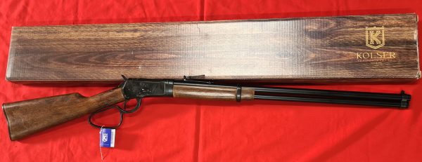 KOLSER WESTERN LEVER ACTION REPLICA RIFLE WINCHESTER WITH LADDER SIGHT USA 1892 BLACK WITH FAUX WOOD HANDLE & STOCK - LARGE LOOP - Image 8