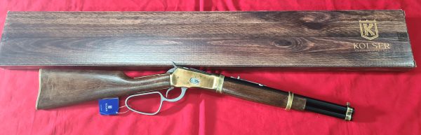 KOLSER WESTERN LEVER ACTION REPLICA RIFLE WINCHESTER CARABINE USA 1892 BRONZE WITH FAUX WOOD HANDLE & STOCK - SHORT BARREL - Image 8