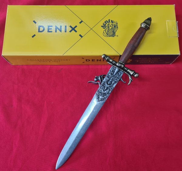 DENIX FRENCH COMBINATION FLINTLOCK PISTOL & DAGGER FRANCE 18THc. ENGRAVED - Image 5