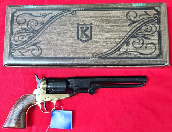 US Western Colt Navy revolver .36 pistol in brass tone and black with gift box by Kolser