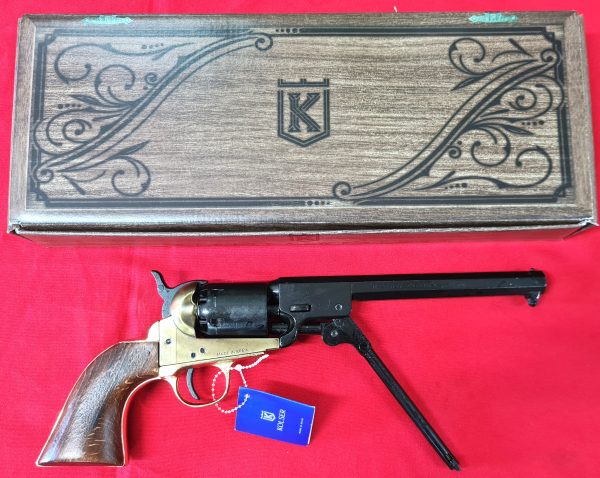 US Western Colt Navy revolver .36 pistol in brass tone and black with gift box by Kolser