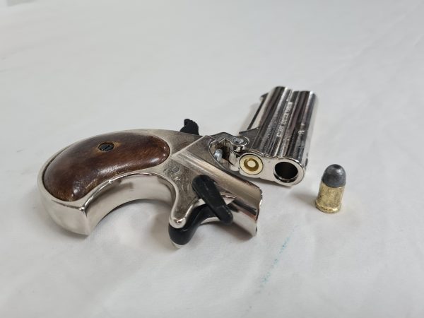 KOLSER PERCUSSION CAP PISTOL DERINGER HANDGUN - NICKEL WITH WOOD GRIP - Image 4