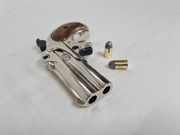 KOLSER PERCUSSION CAP PISTOL DERINGER HANDGUN - NICKEL WITH WOOD GRIP - Image 3