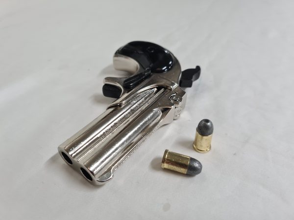 KOLSER PERCUSSION CAP PISTOL DERINGER HANDGUN - NICKEL WITH BLACK GRIP - Image 2