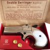 KOLSER PERCUSSION CAP PISTOL DERINGER HANDGUN - NICKEL WITH PEARL GRIP