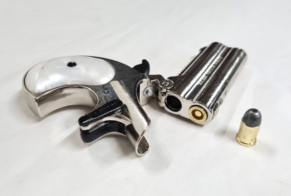 KOLSER PERCUSSION CAP PISTOL DERINGER HANDGUN - NICKEL WITH PEARL GRIP - Image 3