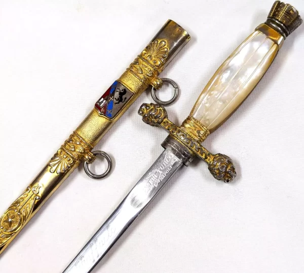 1950's era named Italian military cadet officer's uniform dagger with scabbard