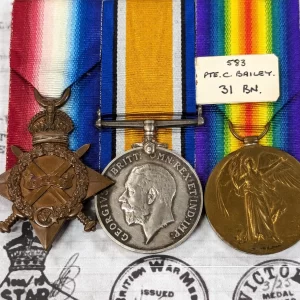 31st Battalion & ANZAC Provost Corps France WW1 Australian medals Private Bailey