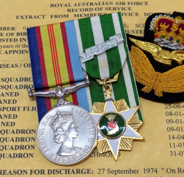 A110231 Flying Officer Scott Royal Australian Air Force Vietnam War medals badge