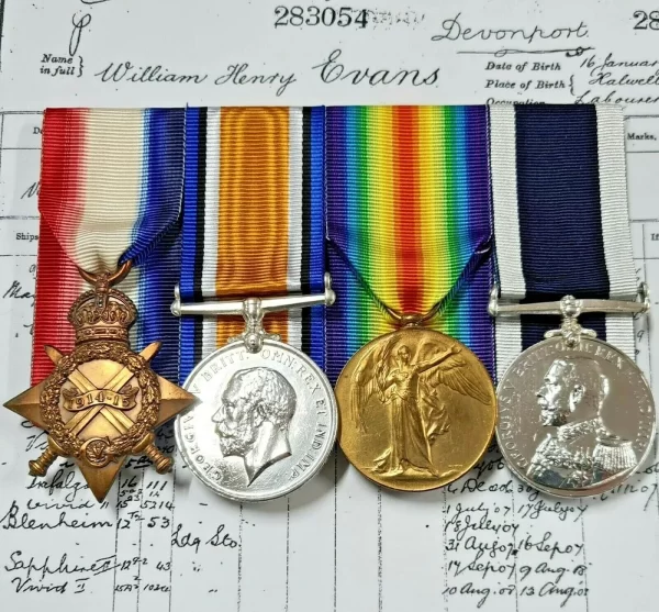 HMS Doris Gallipoli WW1 Royal Navy Medals 283064 Chief Petty Officer Evans