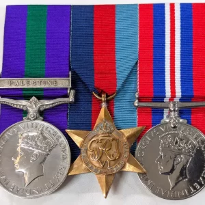 Palestine & WW2 POW Dunkirk Stalag 20A medals 5248719 Pte Smith. 1st Bn Royal Scots