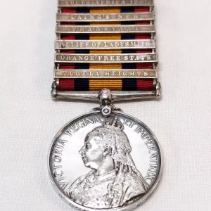 Queens South Africa Medal 6 clasp 3013 William Greening Dorset Regiment Laing's Neck pre WW1