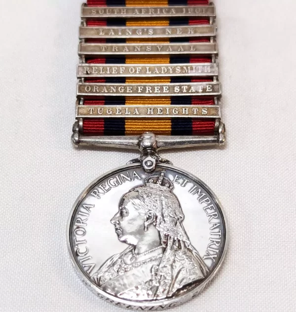 Queens South Africa Medal 6 clasp 3013 William Greening Dorset Regiment Laing's Neck pre WW1