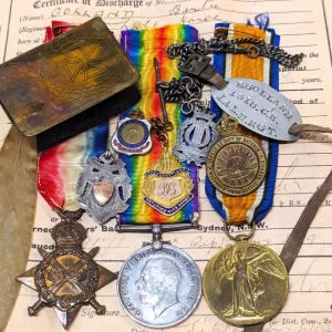 Rare WW1 1st Light Horse medals & badges gold 1618 Private Bertie Golland Middle East