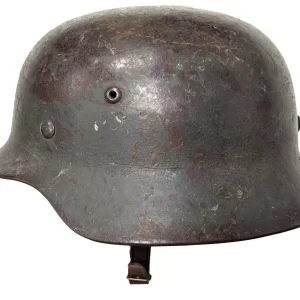 WW2 German M1935 combat uniform steel helmet with green campaign finish