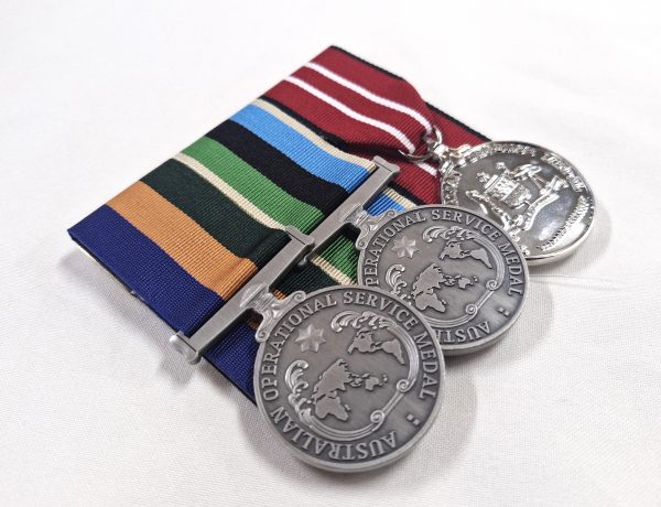 AUSTRALIAN OPERATIONAL SERVICE MEDAL & AUS DEFENCE MEDAL REPLICA SERVICE TRIO - BORDER PROTECTION & GREATER MIDDLE EAST - Image 4