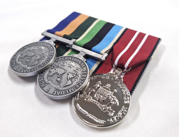 AUSTRALIAN OPERATIONAL SERVICE MEDAL & AUS DEFENCE MEDAL REPLICA SERVICE TRIO - BORDER PROTECTION & GREATER MIDDLE EAST - Image 5