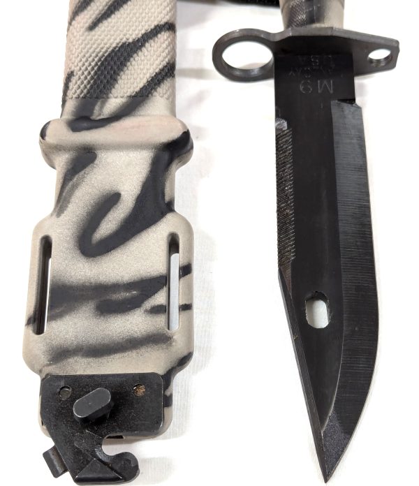 2000’s U.S. M9 Lan-cay bayonet in tiger stripe camouflage with scabbard - Image 4