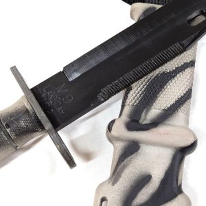 2000’s U.S. M9 Lan-cay bayonet in tiger stripe camouflage with scabbard