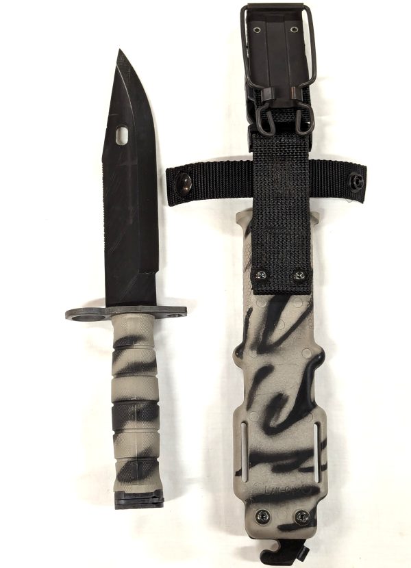 2000’s U.S. M9 Lan-cay bayonet in tiger stripe camouflage with scabbard - Image 6