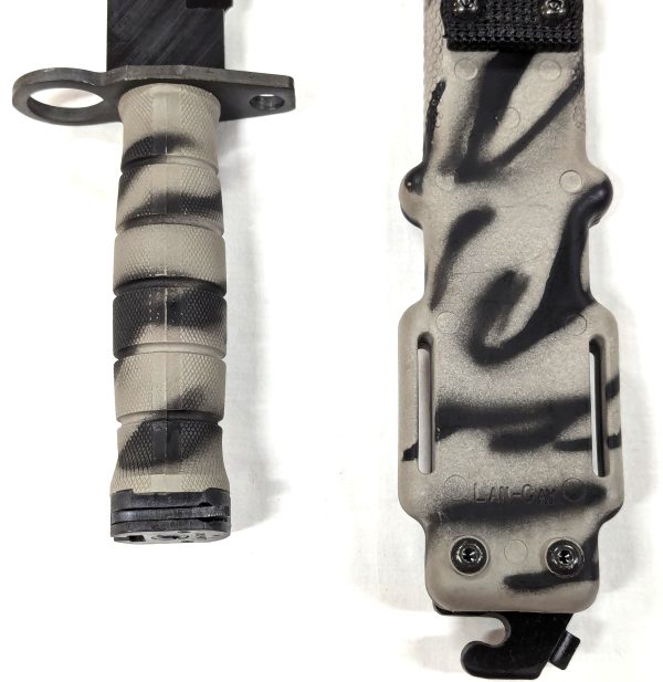 2000’s U.S. M9 Lan-cay bayonet in tiger stripe camouflage with scabbard - Image 7