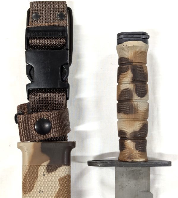 2000’s U.S. 82nd Airborne M9 Lan-Cay bayonet in desert camouflage with scabbard - Image 4