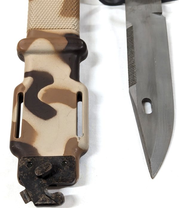 2000’s U.S. 82nd Airborne M9 Lan-Cay bayonet in desert camouflage with scabbard - Image 5