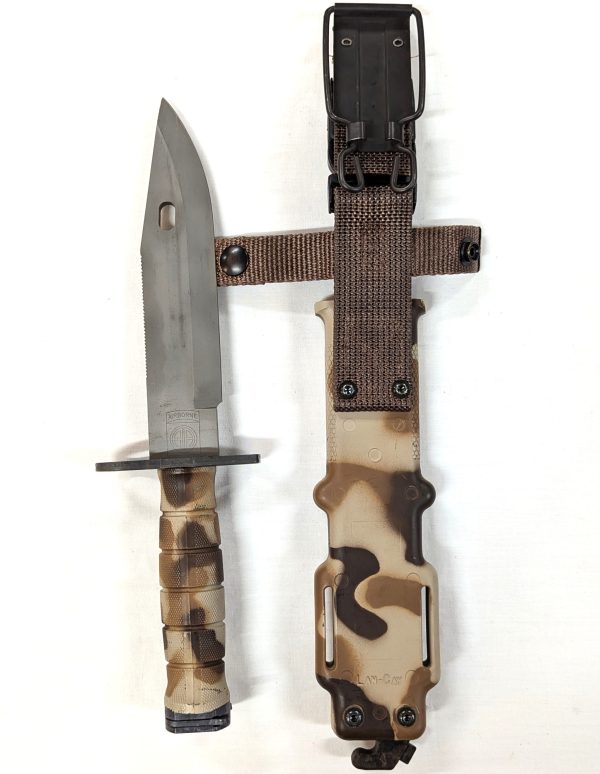 2000’s U.S. 82nd Airborne M9 Lan-Cay bayonet in desert camouflage with scabbard - Image 7