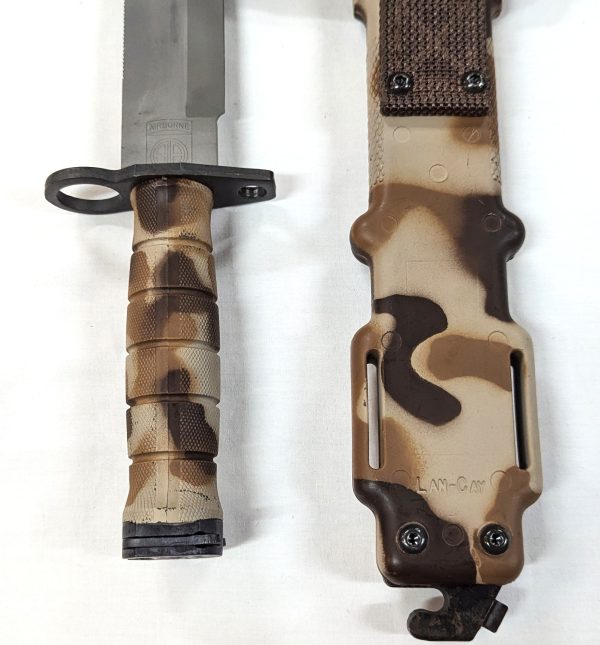 2000’s U.S. 82nd Airborne M9 Lan-Cay bayonet in desert camouflage with scabbard - Image 8