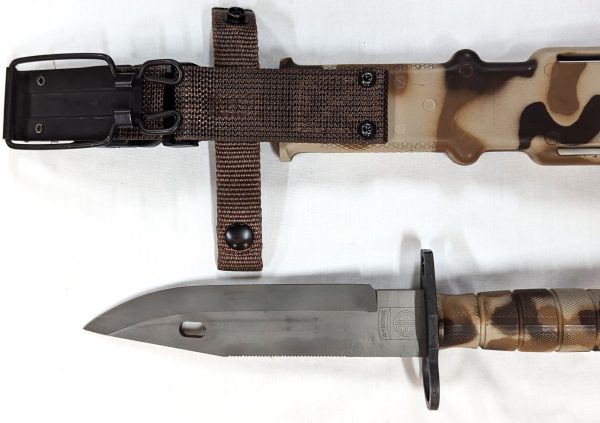 2000’s U.S. 82nd Airborne M9 Lan-Cay bayonet in desert camouflage with scabbard - Image 10