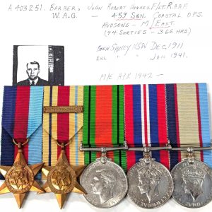 459 Sqn Hudson’s WW2 Royal Australian Air Force medals to Flt Lt Barber RAAF