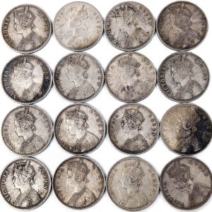 Lot 2 - 16 x India 1862 1 Rupee silver coins - currency