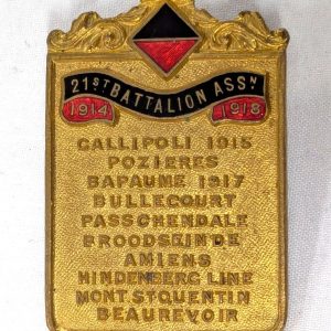 Original WW1 Australian 21st Battalion Association Life Member badge by Stokes