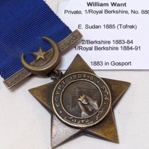 Pre WW1 Khedive's Star 1884-86 medal for Egypt campaign Berkshire Regiment