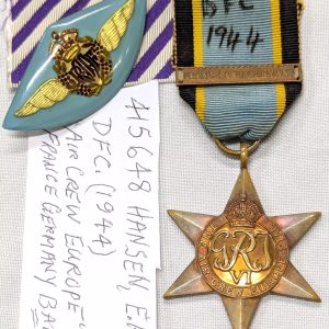 RAAF DFC winner Flying Officer Hansen WW2 Australia Air Crew Europe Medal badge