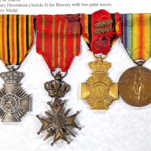 Rare WW1 military Belgium Army Victory & campaign Medals on bar
