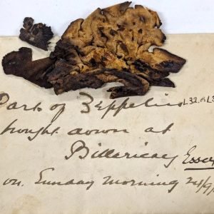 Rare WW1 shot down German Zeppelin fabric section & envelope 24/9/1916 - L32/L33