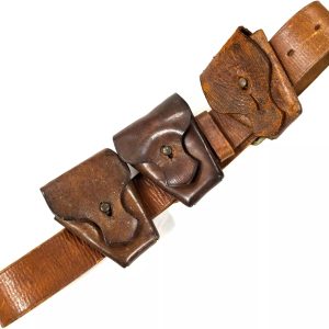 WW1 Australian military 3 pocket uniform leather ammunition bandolier belt