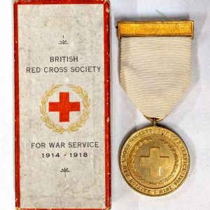 WW1 British Red Cross Society War Service Medal in box off issue by J R Gaunt