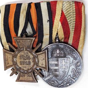 WW1 German War Honour cross and Hungarian War Commemorative 1914 service medals