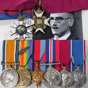 WW1 - WW2 medals Major General Harvey who played rugby for Ireland POW WW2