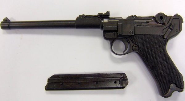 REPLICA WW1 WW2 GERMAN ARTILLERY LUGER P08 PISTOL BY DENIX WITH LONG GUN BARREL 1145 - Image 5